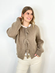 Cardigan CG25-00080 Bow Dark Beige