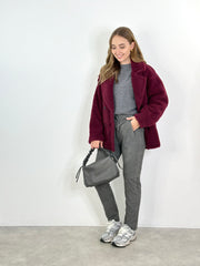 Jacke JK24-00073 Burgundy Teddy