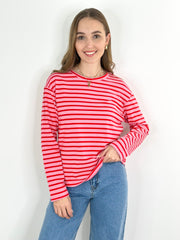 Longsleeve LL25-00019 Red Pink Stripes