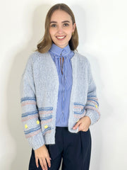 Cardigan CG25-00072 Ocean Blue Pompons