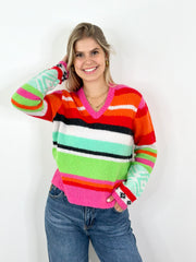 Pullover PL24-00070 Multicolour V-Neck