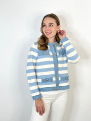 Cardigan CG25-00077 Stripe Blue Denim